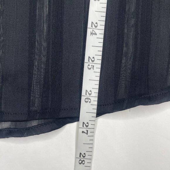 H&M Women's Black Sheer Stripe Weave Mock Neck Balloon Sleeve Blouse Plus Sz 14 - Picture 8 of 12